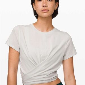 Lululemon Time to Restore Short Sleeve Tie Front T-Shirt Gray Size 8